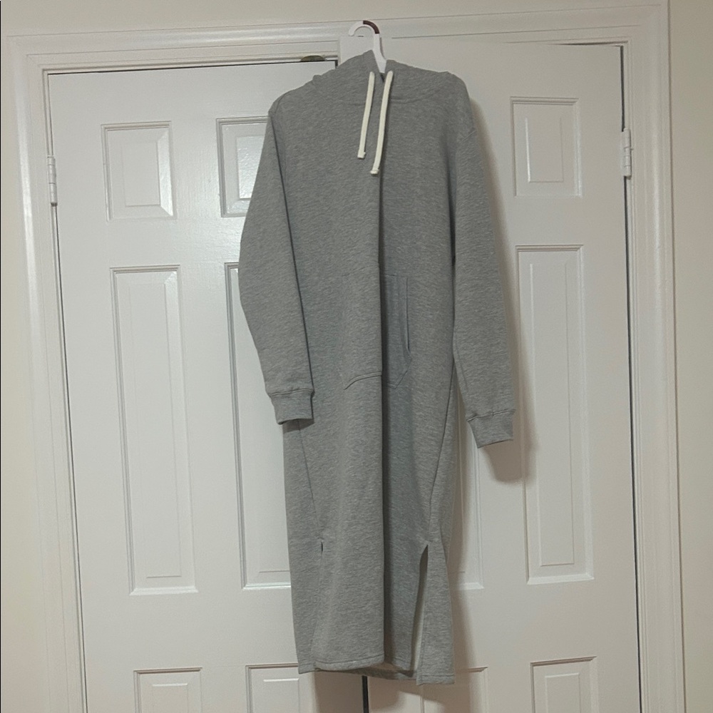 Lands' End Gray Hooded Sweatshirt Dress